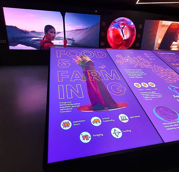 Serbia pavilion interior with digital displays at EXPO 2020 Dubai