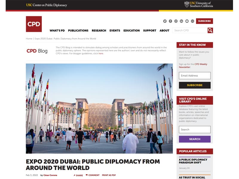 Public Diplomacy at EXPO 2020 Dubai